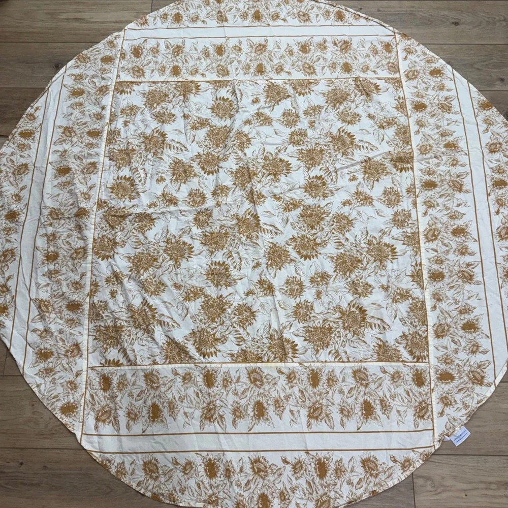 April Cornell Round Tablecloth Sunflower Floral Cottagecore Farmhouse 64 Inch